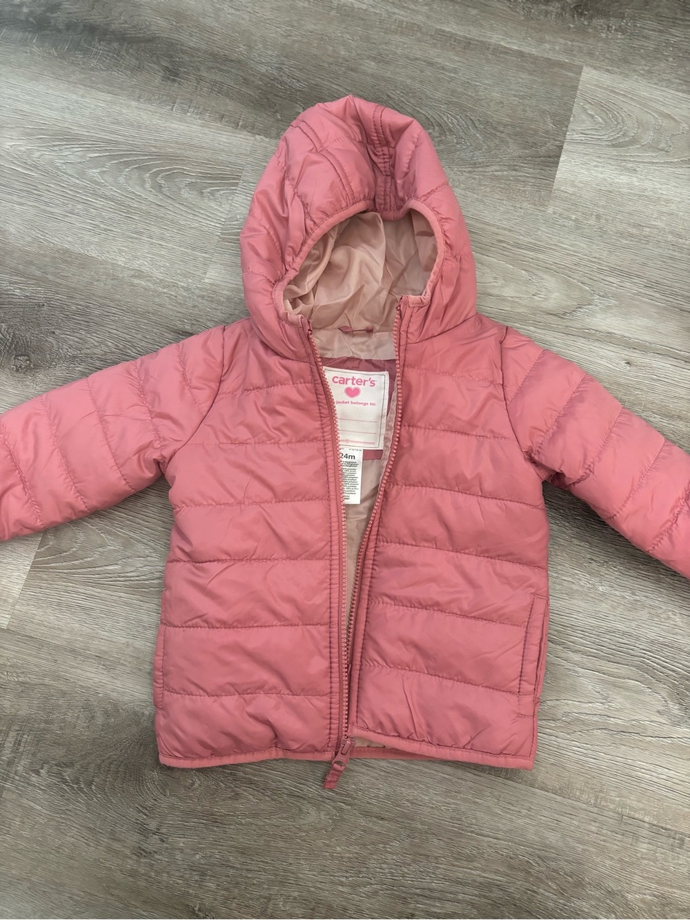 Carter's Pink Hooded Puffer Jacket 24 months pink jacket winter spring